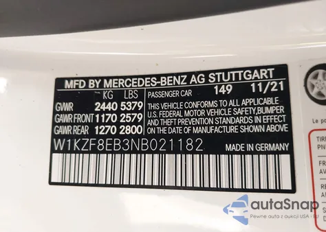 2022 Mercedes-Benz E 350 4Matic from USA, damaged, VIN W1KZF8EB3NB021182